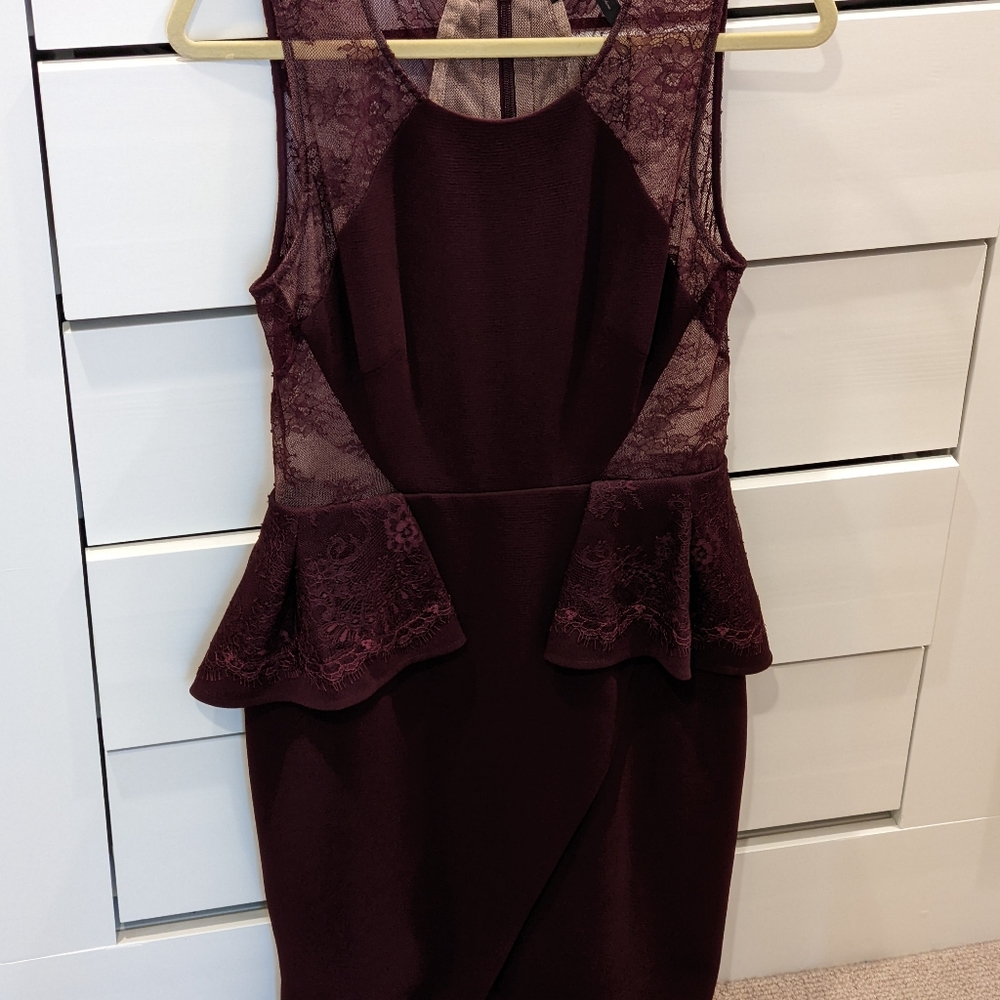 BCBG Maxazria deep purple knee length dress, size 08